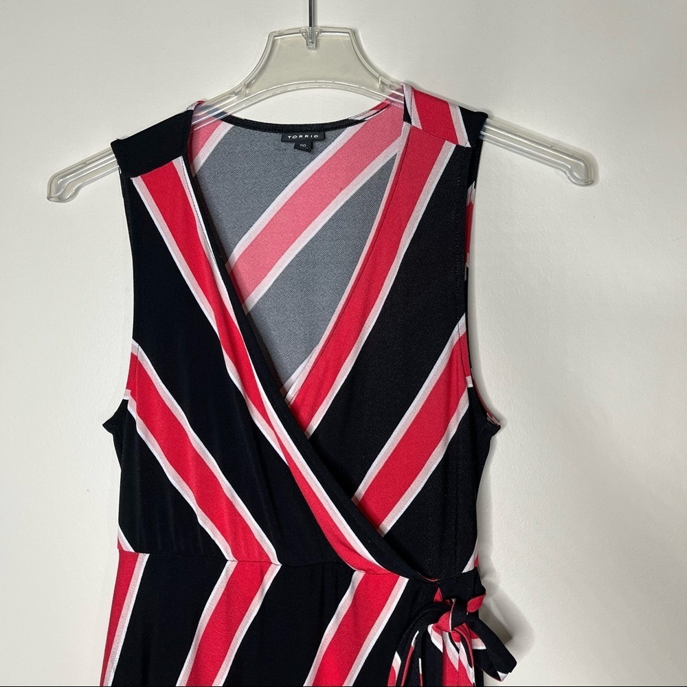 Torrid Color Block Faux Wrap Sleeveless Surplus Front High Low Dress SZ 00 (M/L) - Picture 2 of 14
